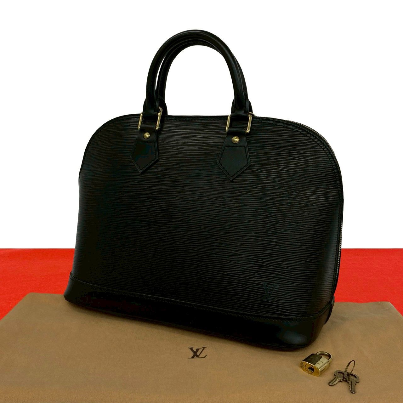 ほぼ未使用 LOUIS VUITTON ルイヴィトン ヴィンテージ アルマ エピ レザー ハンドバッグ ミニ ボストンバッグ ブラック ノワール 87143