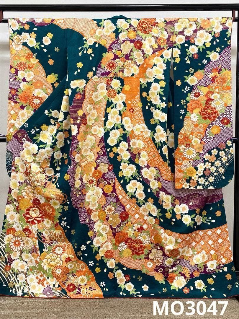 振袖 刺繍 金彩 紋意匠 身丈170cm 撥水加工済 MO3673 振袖 刺繍 金彩 