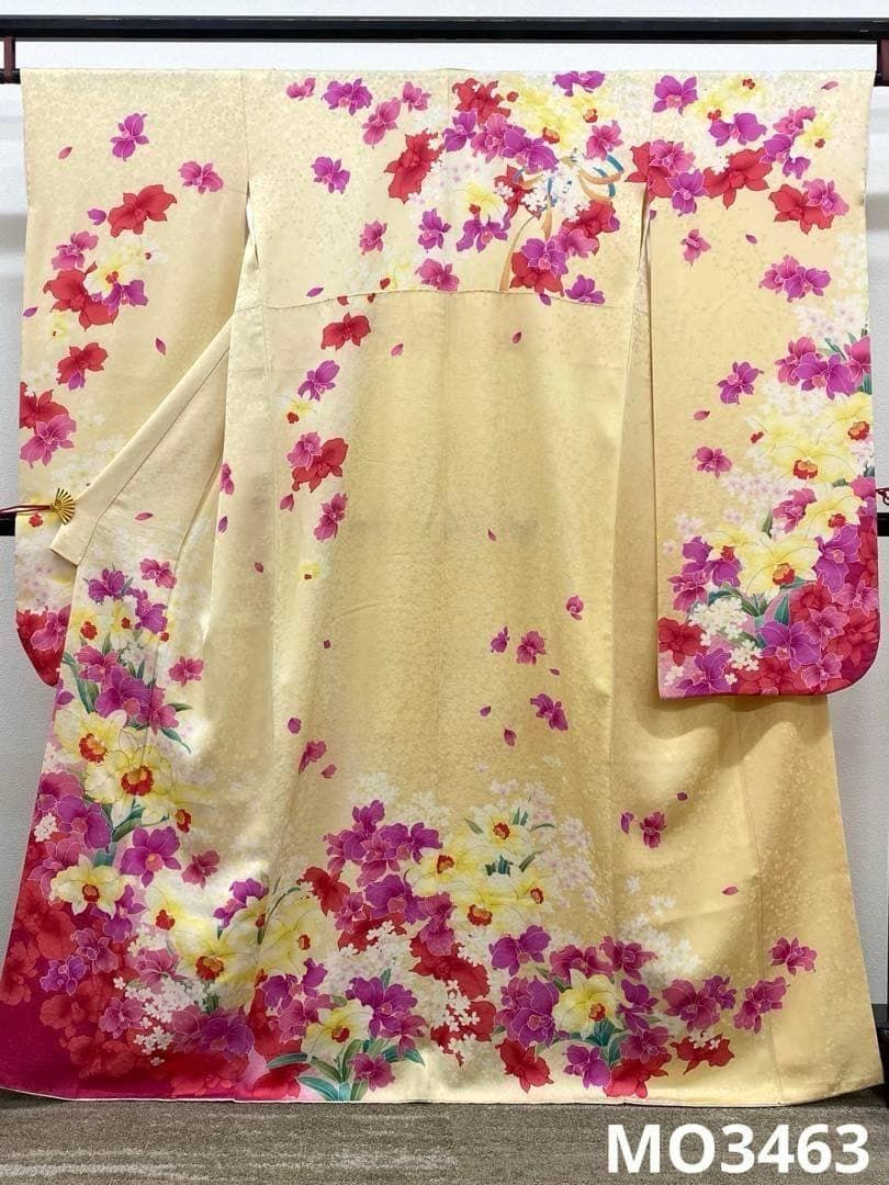振袖 金駒 胡蝶蘭 紋意匠 身丈162cm 撥水加工済 MO3463