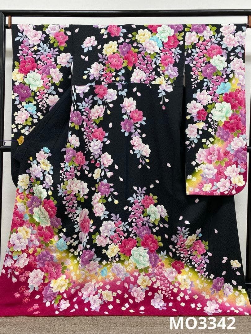 振袖 ラメ刺繍 銀通し 身丈170cm 撥水加工済 MO3342