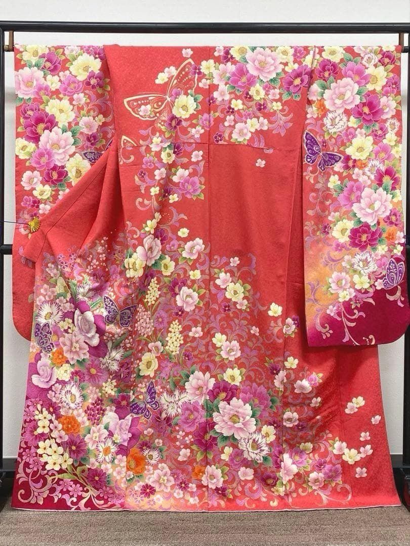 振袖 ラメ刺繍 グリッター箔 銀通し 身丈165cm MO3201