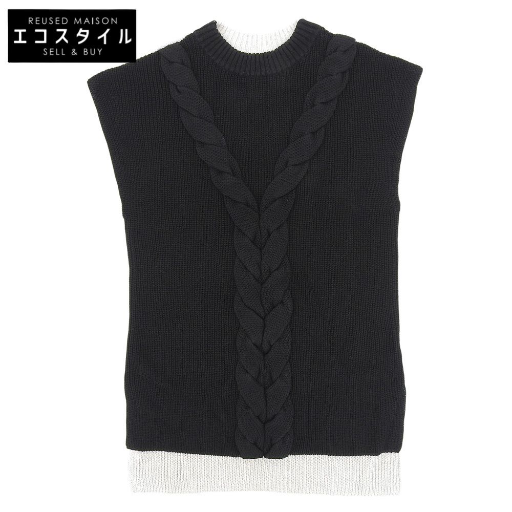 ADORE　アドーア　美品 麻ケーブルニットトップ トップス レディース ベージュ×ブラック 38 531-2170424　38