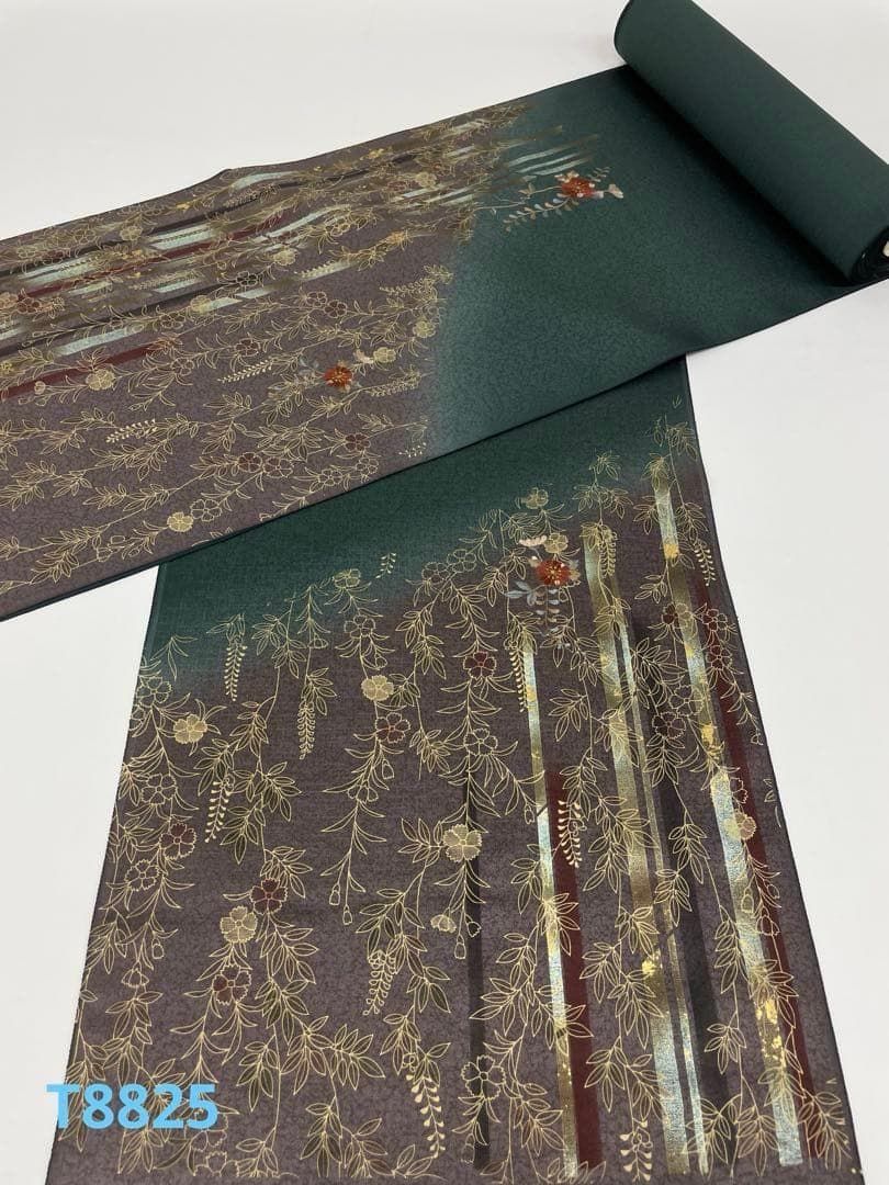 付け下げ 金彩 刺繍 紋意匠 正絹 反物