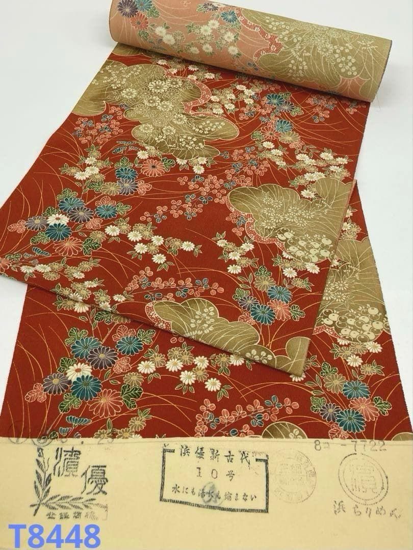 小紋 京友禅 紋意匠 幾何学模様 正絹 反物 T9037 熱販売
