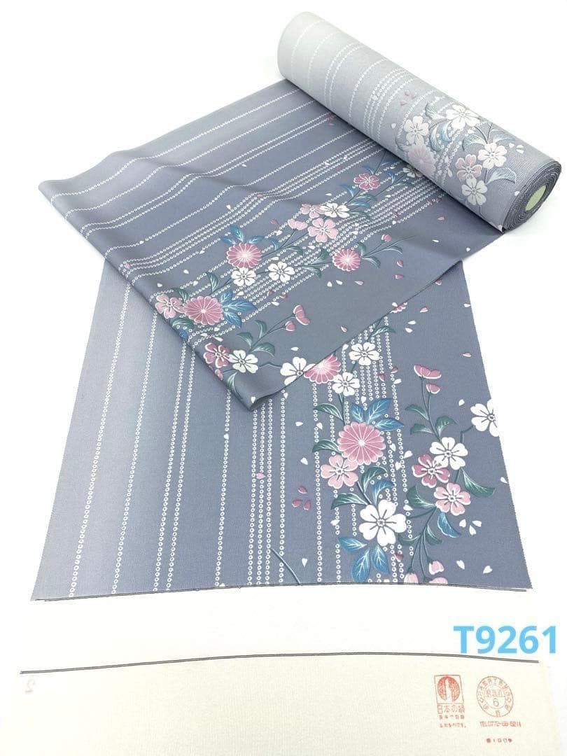 小紋 菊 桜 花々 花びら 正絹 反物 T9261