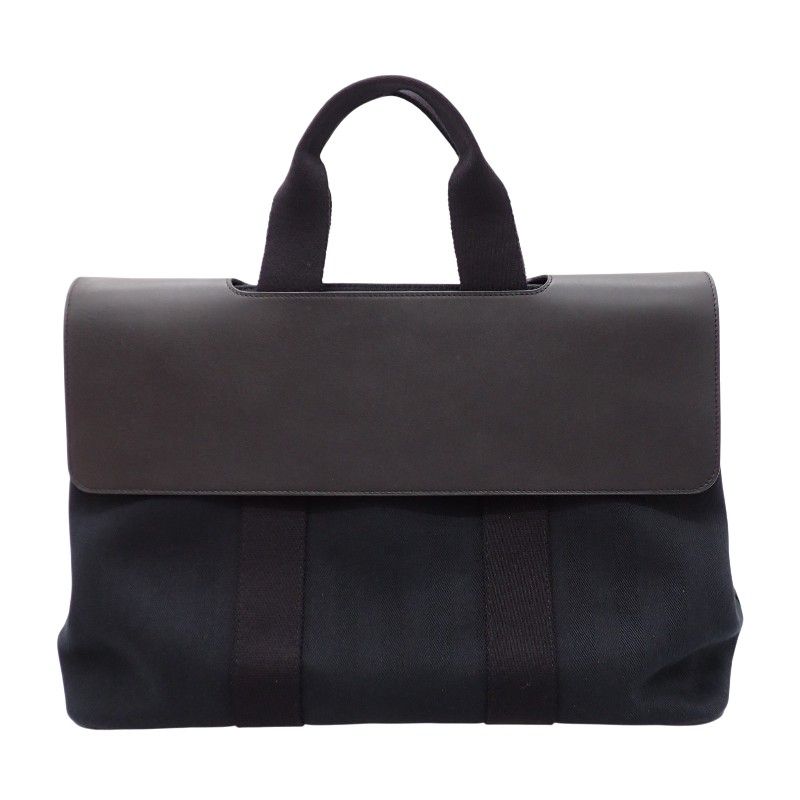 エルメス HERMES ヴァルパライソMM ハンドバッグ レザー キャンバス トワルシェブロン ブラック 黒 シルバー金具 廃番品 希少 レア 大容量 ビジネス 旅行 レジャー レディース メンズ ユニセックス【中古】【ABランク】