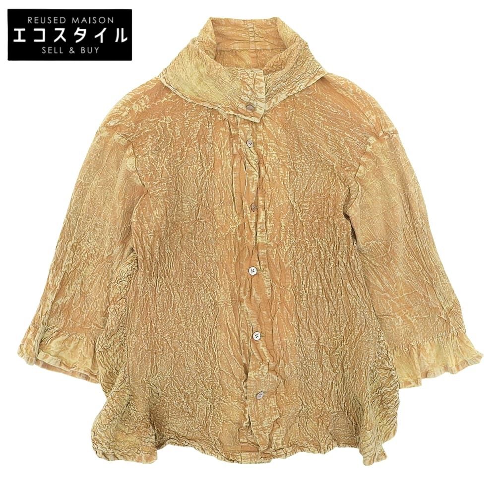 HaaT HeaRT　ハート　美品 絞り加工 ハイネック シャツ トップス レディース イエロー 2 HA31FJ526　2
