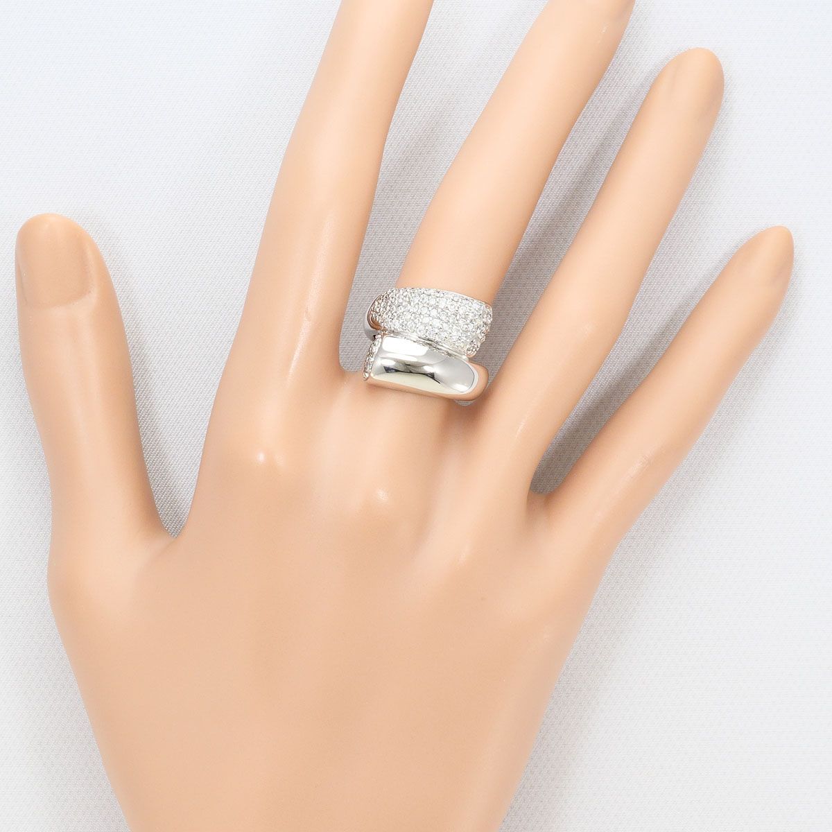 K14WG リング・指輪 9号 ダイヤモンド 0.86ct 鑑別書 総重量約9.4g