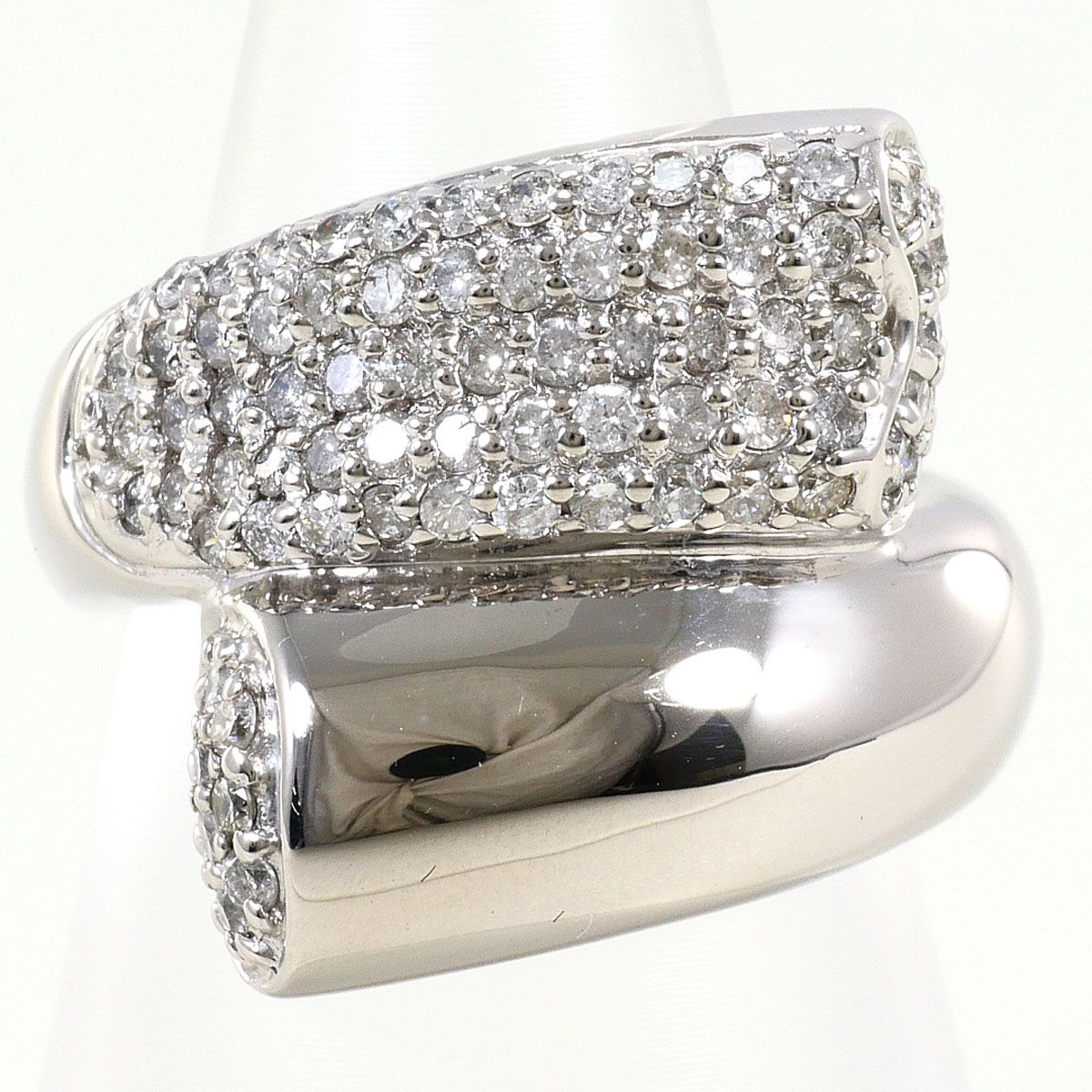 K14WG リング・指輪 9号 ダイヤモンド 0.86ct 鑑別書 総重量約9.4g