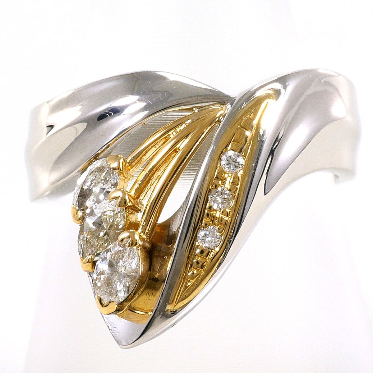 PT900/プラチナ K18YG リング・指輪 11.5号 ダイヤモンド 0.27ct