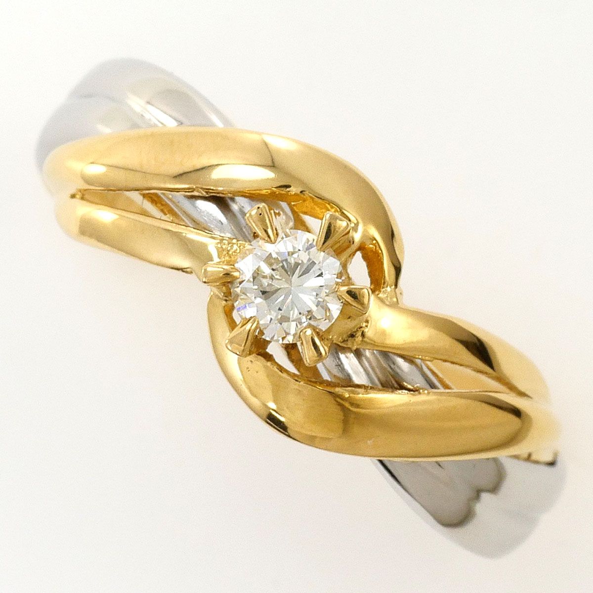 PT900/プラチナ K18YG リング・指輪 8号 ダイヤモンド 0.12ct 総重量約