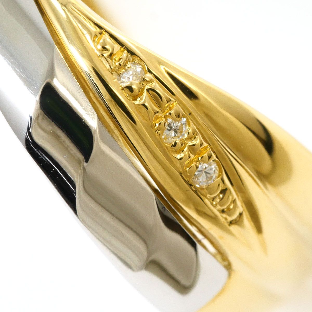 PT900/プラチナ K18YG リング・指輪 16号 ダイヤモンド 0.03ct 鑑別書