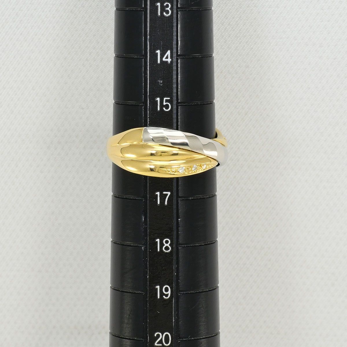 ★PT900/K18リング　D1.12Ct　MD0.51ct　8.8g鑑別書付き PT900/プラチナ K18YG リング・指輪 16号 ダイヤモンド 0.03ct 鑑別書