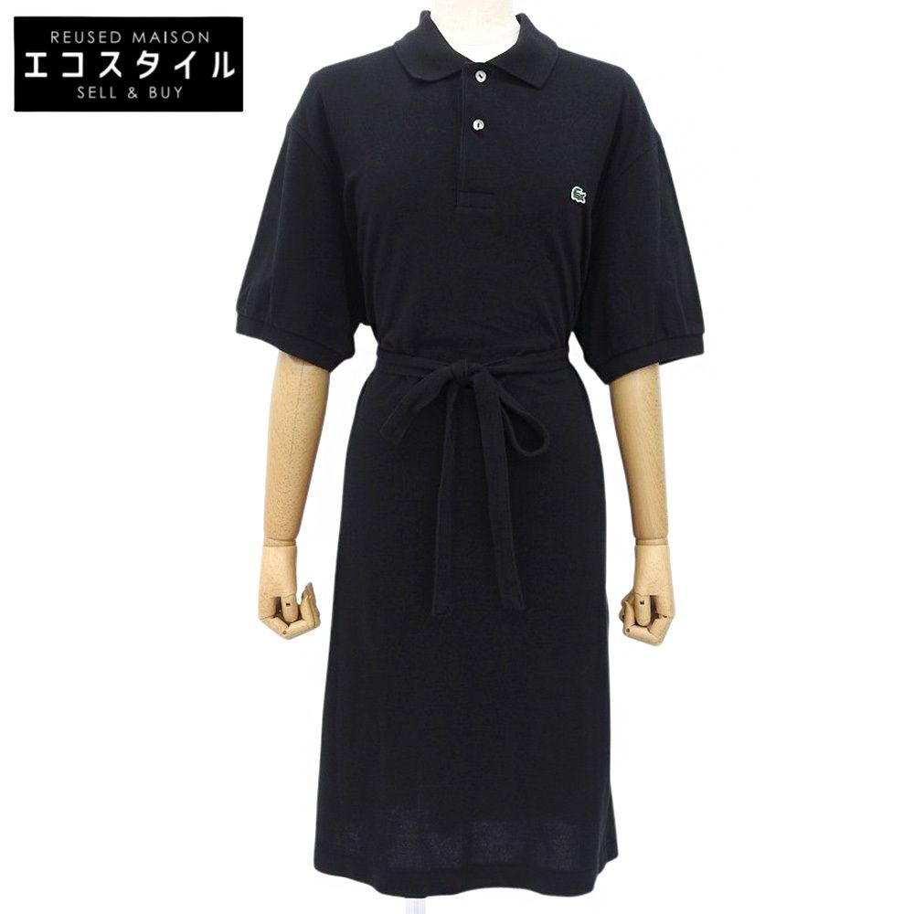 Lacoste　ラコステ　美品 ロング ワンポイント ポロシャツワンピース レディース ブラック 38 EF121EL　38