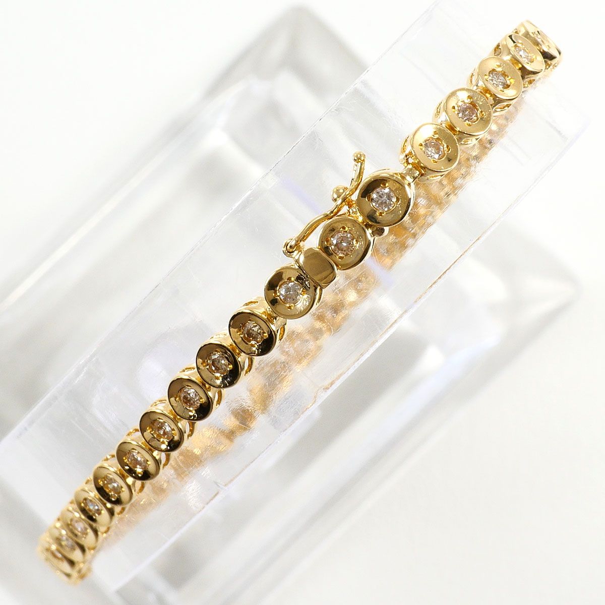 K18YG ブレスレット ダイヤモンド 1.00ct 鑑別書 総重量約7.5g 約18.5 