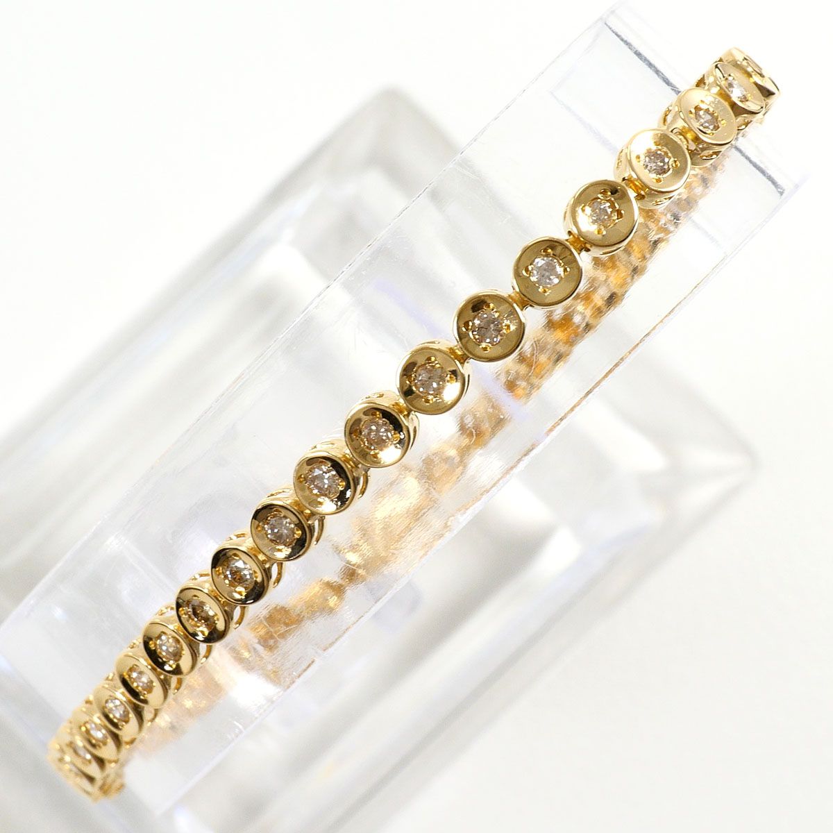 K18YG ブレスレット ダイヤモンド 1.00ct 鑑別書 総重量約7.5g 約18.5