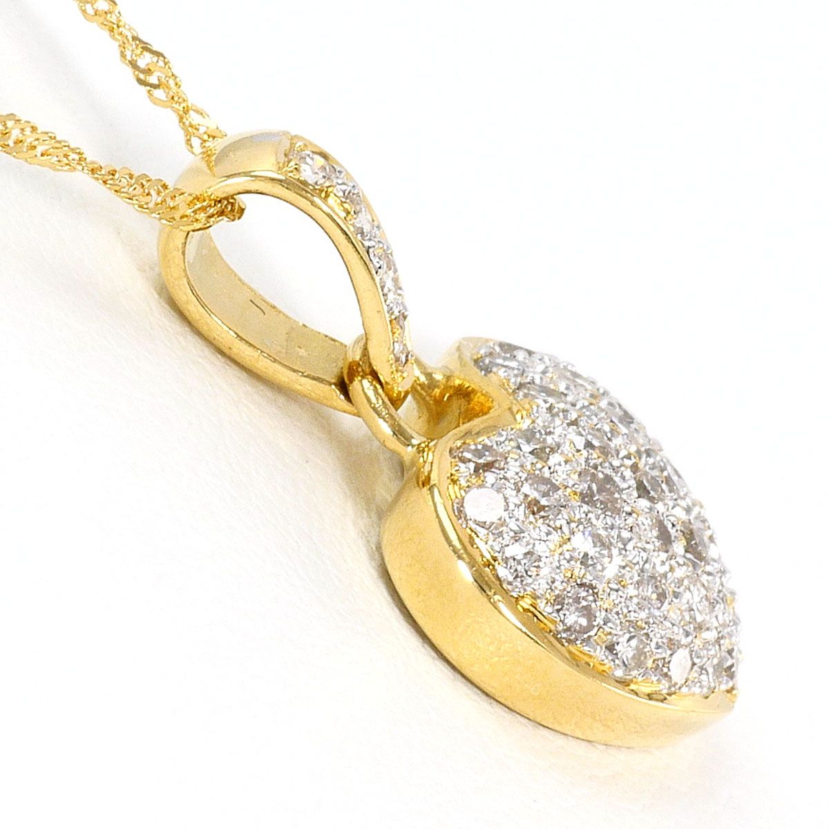 K18YGWG ネックレス ダイヤモンド 0.44ct 鑑別書 総重量約2.6g 約40cm