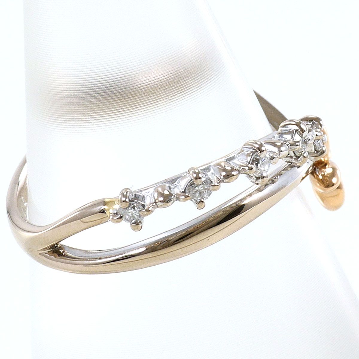 K18WG K18PG リング・指輪 10.5号 ダイヤモンド 0.10ct 鑑別書 総重量