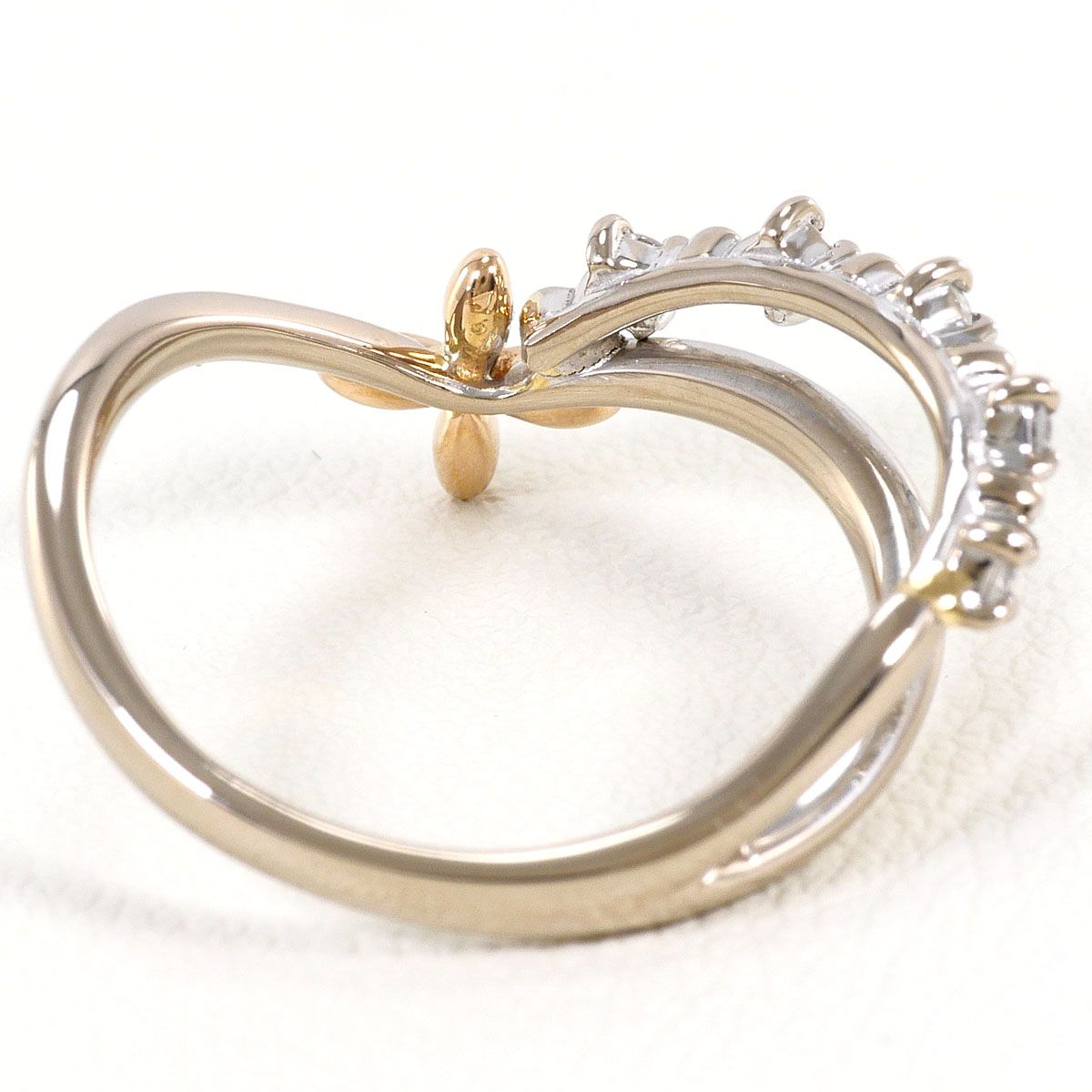 K18WGダイヤ0.10指輪 K18WG K18PG リング・指輪 10.5号 ダイヤモンド 0.10ct 鑑別書 総重量