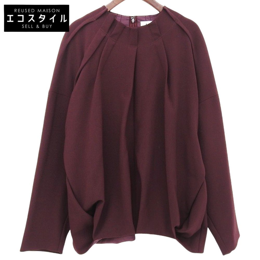 ENFOLD　エンフォルド　TUCK-NECK PULLOVER レーヨン混 トップス レディース ボルドー 38 300HA230-0021 24AW　38