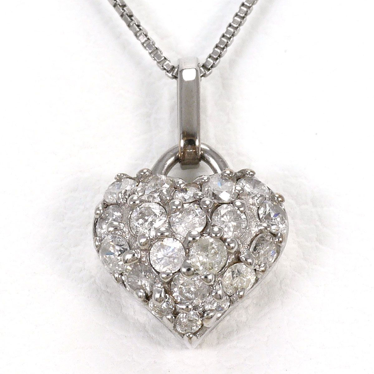 K18WG ネックレス ダイヤモンド 0.20ct 総重量約1.7g 約40cm
