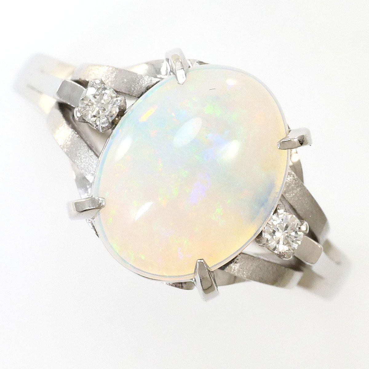 高級◆大粒オパール プラチナリング 約12号　4g PT900/プラチナ リング・指輪 12号 オパール 1.82ct ダイヤモンド 総
