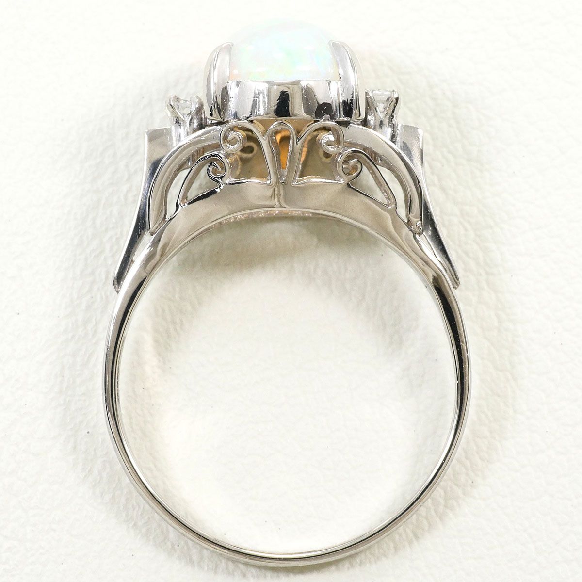 PT900/プラチナ リング・指輪 12号 オパール 1.82ct ダイヤモンド 総