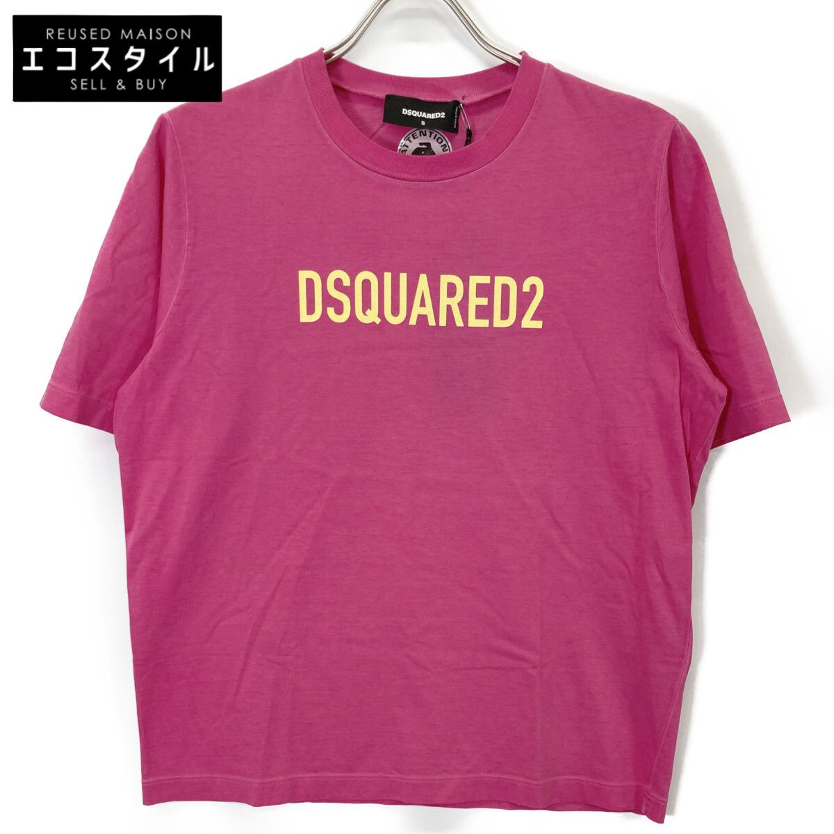 DSQUARED2　ディースクエアード　22年製 ピンク×イエロー コットン 半袖シャツ　S