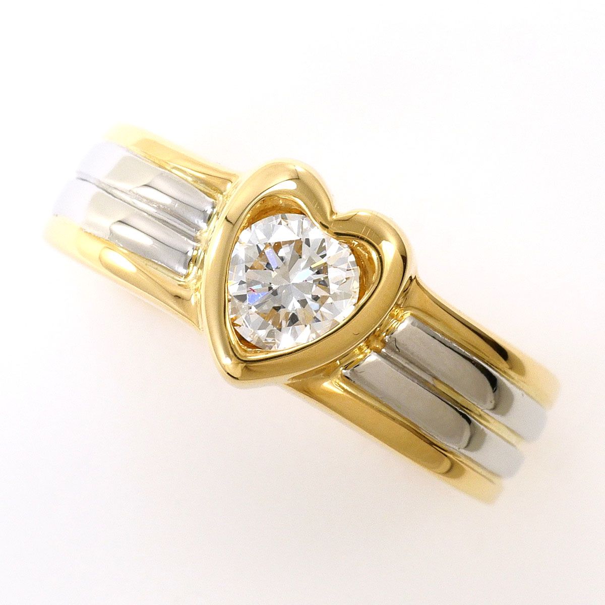 PT900/プラチナ K18YG リング・指輪 9号 ダイヤモンド 0.29ct 鑑別書