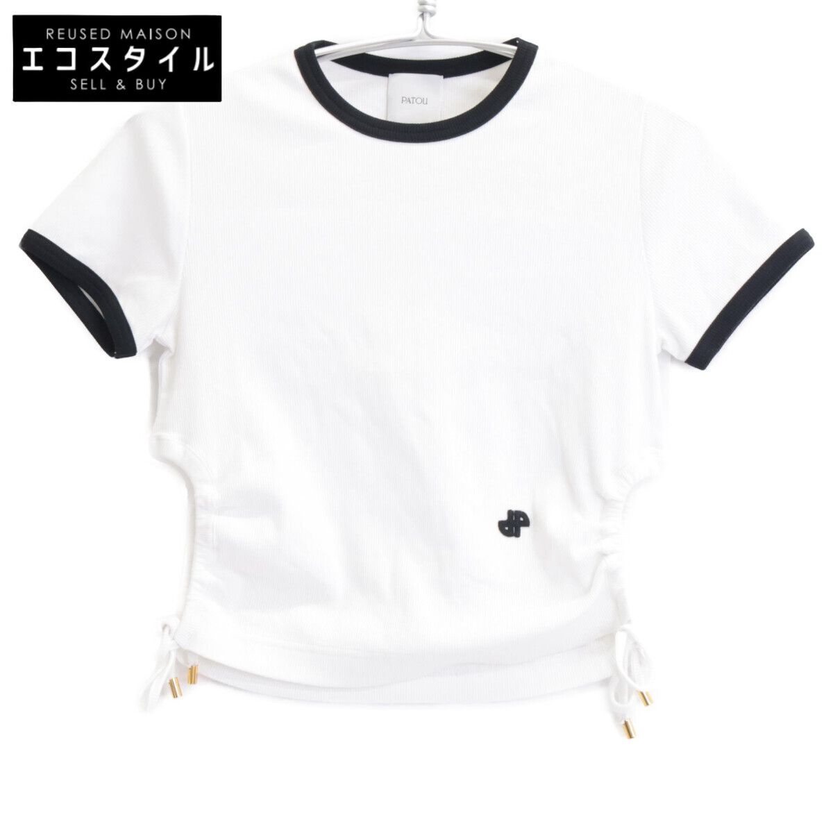 PATOU　パトゥ　JE1059978001W オーガニックコットンリブ カットアウト Tシャツ　S