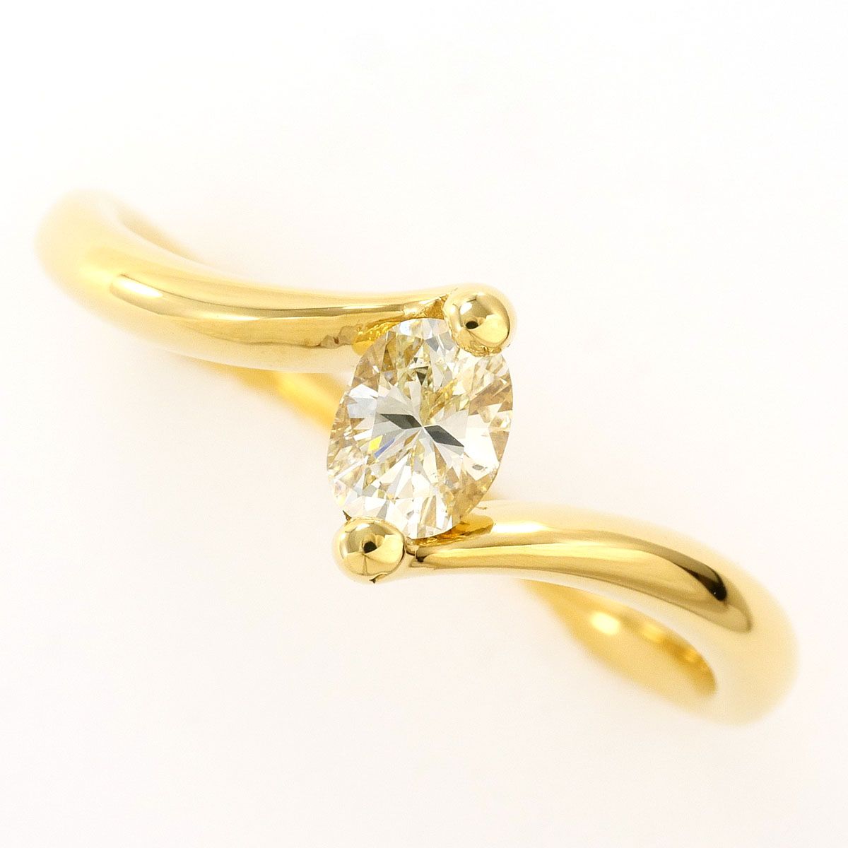 K18YG リング・指輪 12号 イエローダイヤモンド 0.28ct 鑑別書 総重量 