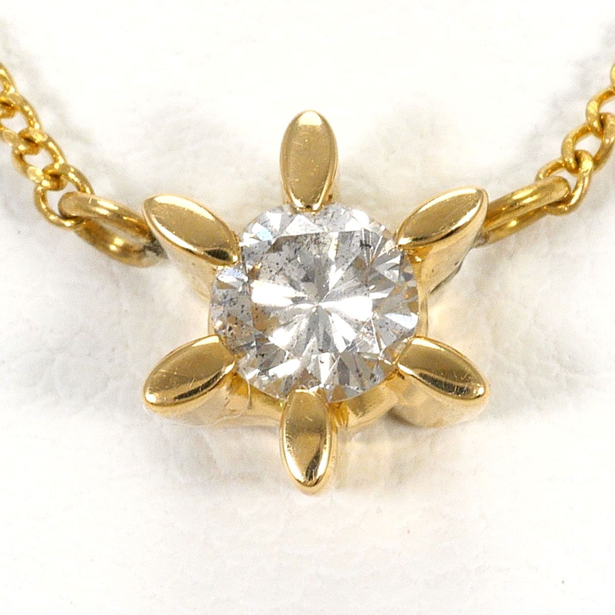 K18YG ネックレス ダイヤモンド 0.23ct 鑑別書 総重量約2.3g 約42cm