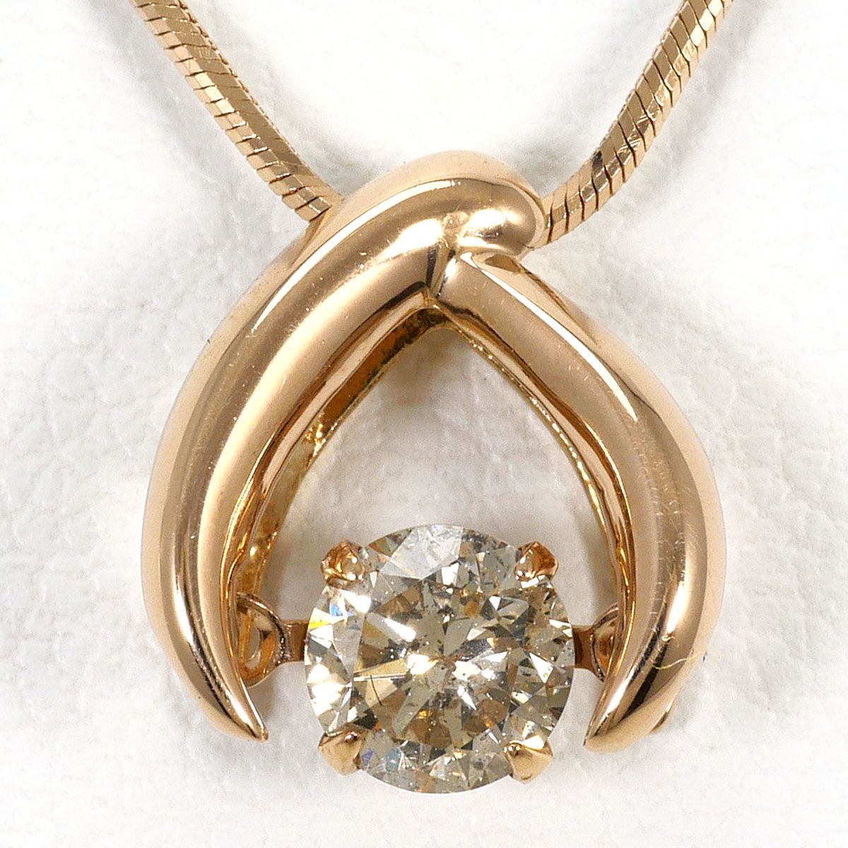 K18PG ネックレス ブラウンダイヤモンド 0.30ct 鑑別書 総重量約3.5g 約45cm