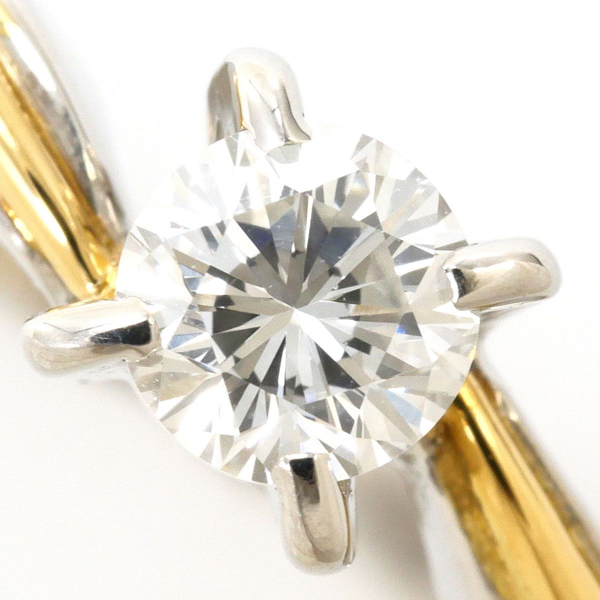 PT900/プラチナ K18YG リング・指輪 11号 ダイヤモンド 0.24ct 鑑別書