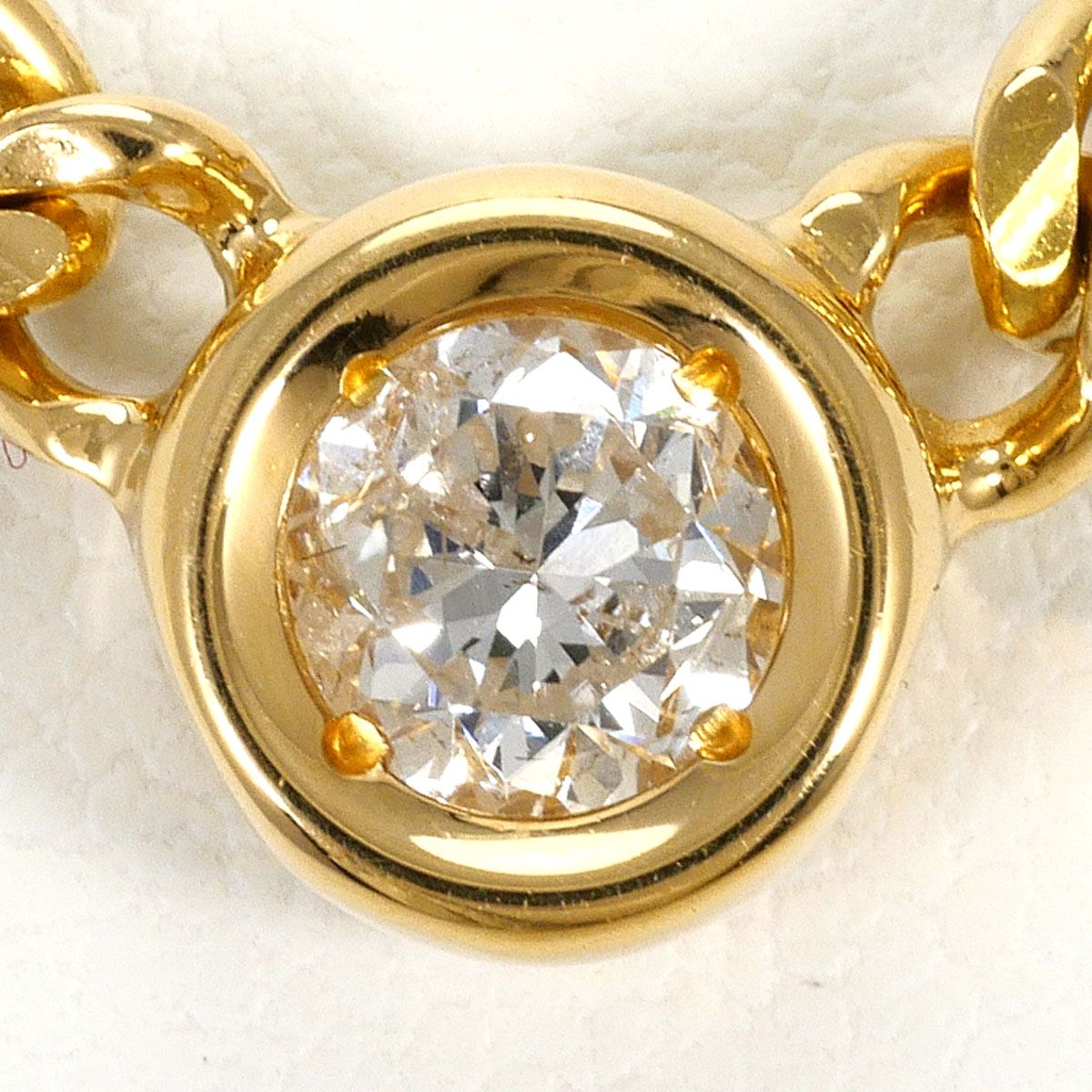 K18YG ネックレス ダイヤモンド 0.386ct 鑑別書 総重量約18.5g 約40cm