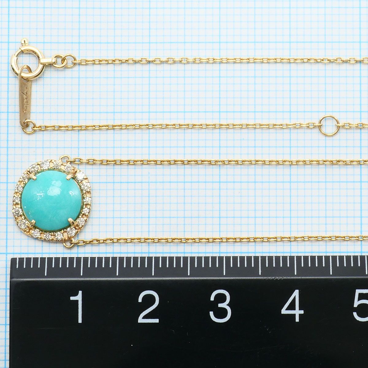 アガット agete K10YG ネックレス ターコイズ ダイヤモンド 0.13ct 総 