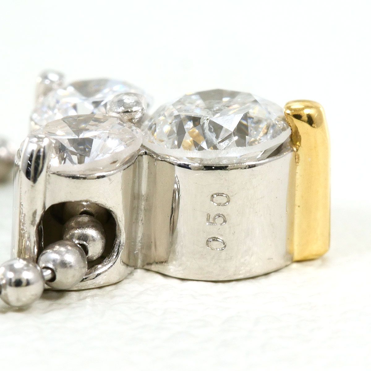 PT850/プラチナ ネックレス ダイヤモンド 0.50 ct 鑑別書 総重量約4.2g
