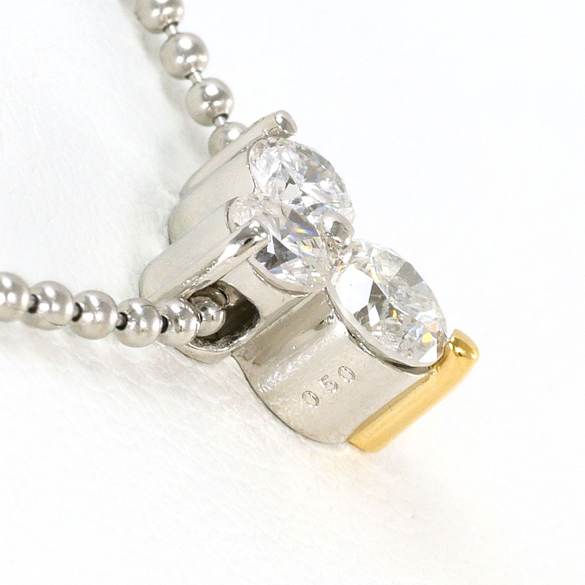 PT850/プラチナ ネックレス ダイヤモンド 0.50 ct 鑑別書 総重量約4.2g
