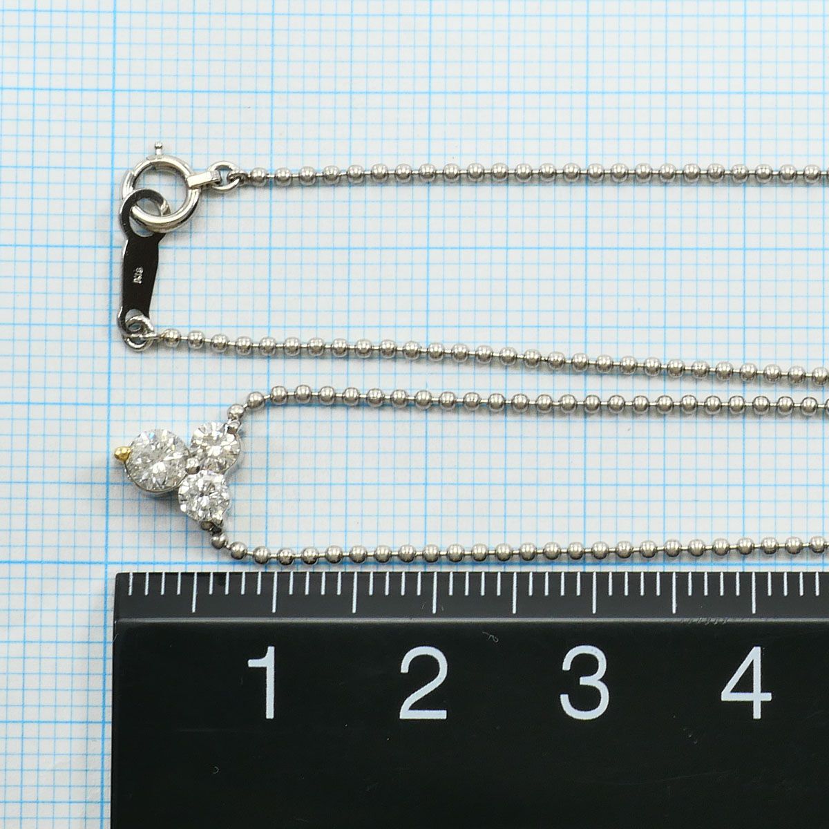 PT850/プラチナ ネックレス ダイヤモンド 0.50 ct 鑑別書 総重量約4.2g