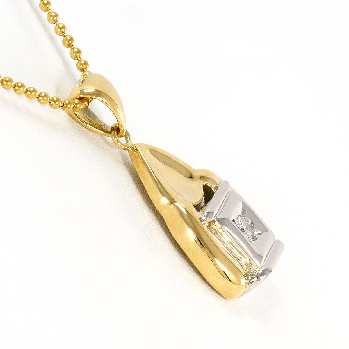 PT850/プラチナ K18YG ネックレス ダイヤモンド 0.06 ct 鑑別書 総重量
