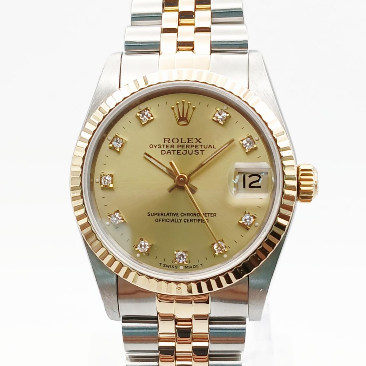 ROLEX ロレックス デイトジャスト 自動巻き 31ｍｍ 10P ダイヤ K18YG SS E番 腕時計 68273G メンズ K18イエローゴールド ゴールド 中古
