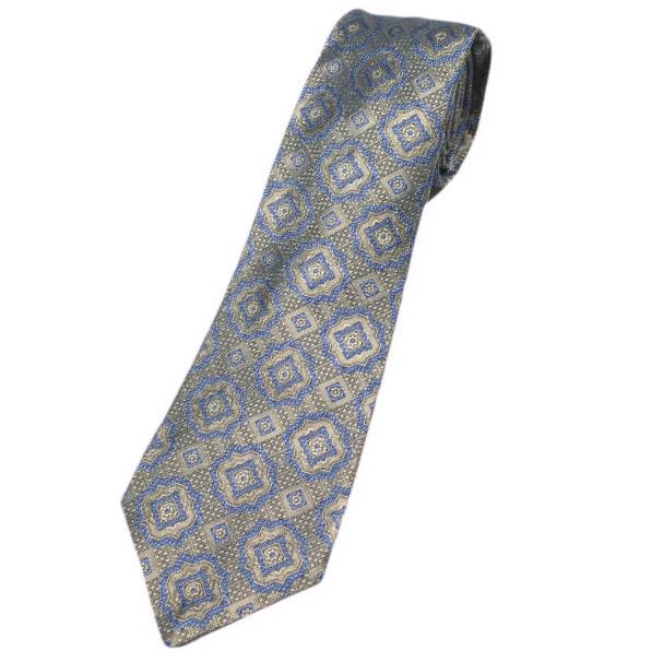 KITON キートン イタリア製 小紋柄シルクネクタイ BLUE/GRAY g26988