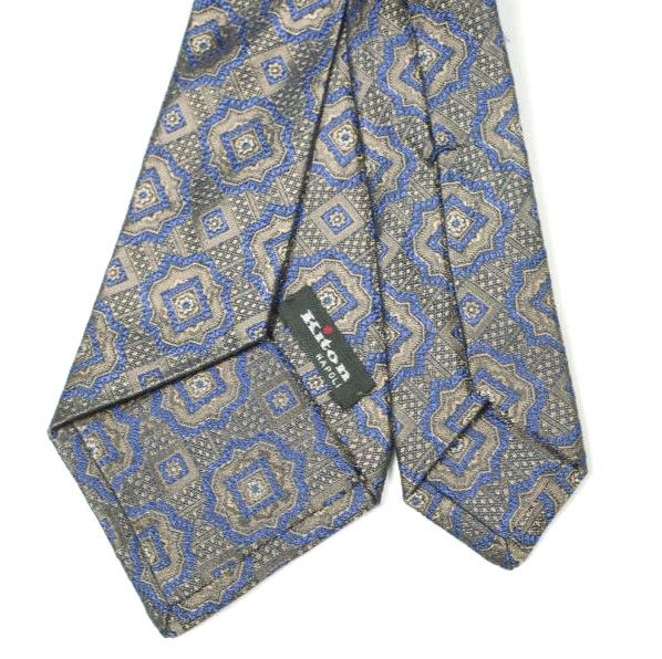 KITON キートン イタリア製 小紋柄シルクネクタイ BLUE/GRAY g26988