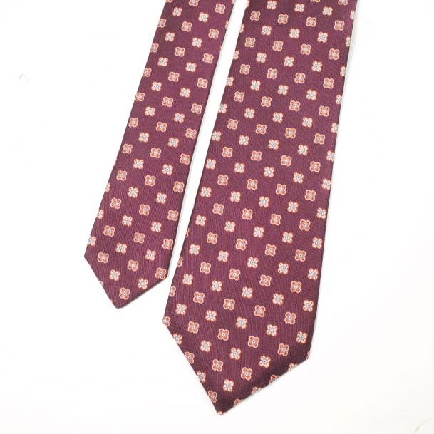 KITON キートン イタリア製 小花柄シルクネクタイ Bordeaux フラワー