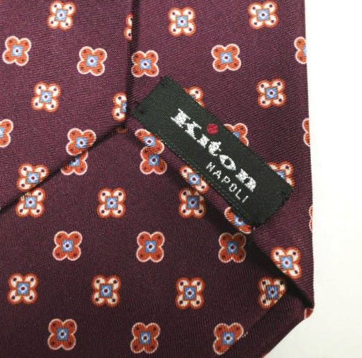 KITON キートン イタリア製 小花柄シルクネクタイ Bordeaux フラワー