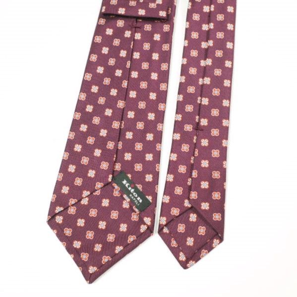 名作✨極美品✨Kiton キートン ネクタイ 最高級　ペイズリー　フラワー柄 KITON キートン イタリア製 小花柄シルクネクタイ Bordeaux フラワー