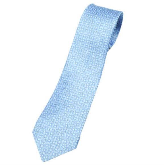KITON キートン イタリア製 小紋柄プリント シルクリネンネクタイ BLUE