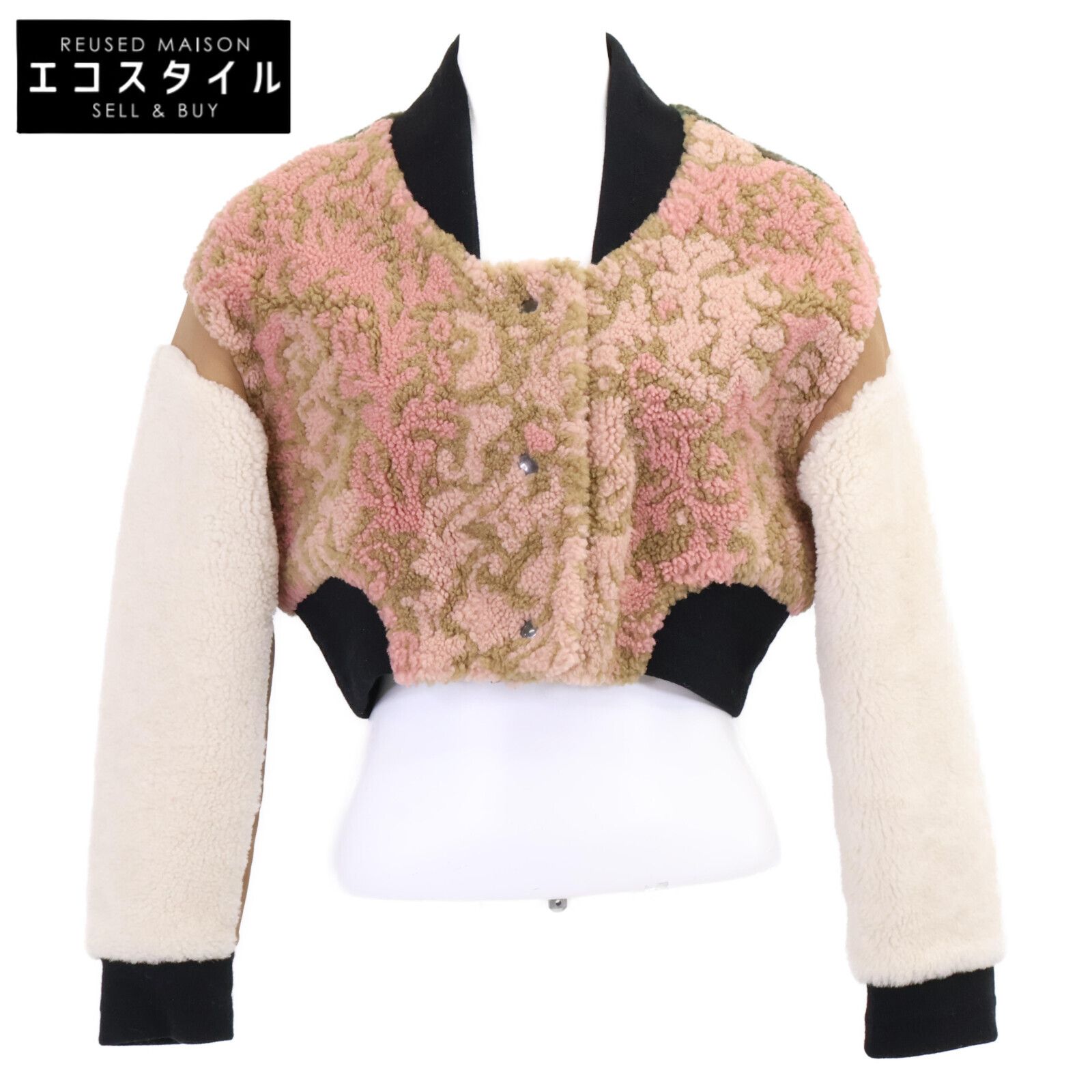Christian Dior　クリスチャンディオール　【国内正規】258V83AL833 ラムレザー/ボア 切替 クロップド ブルゾン/　40