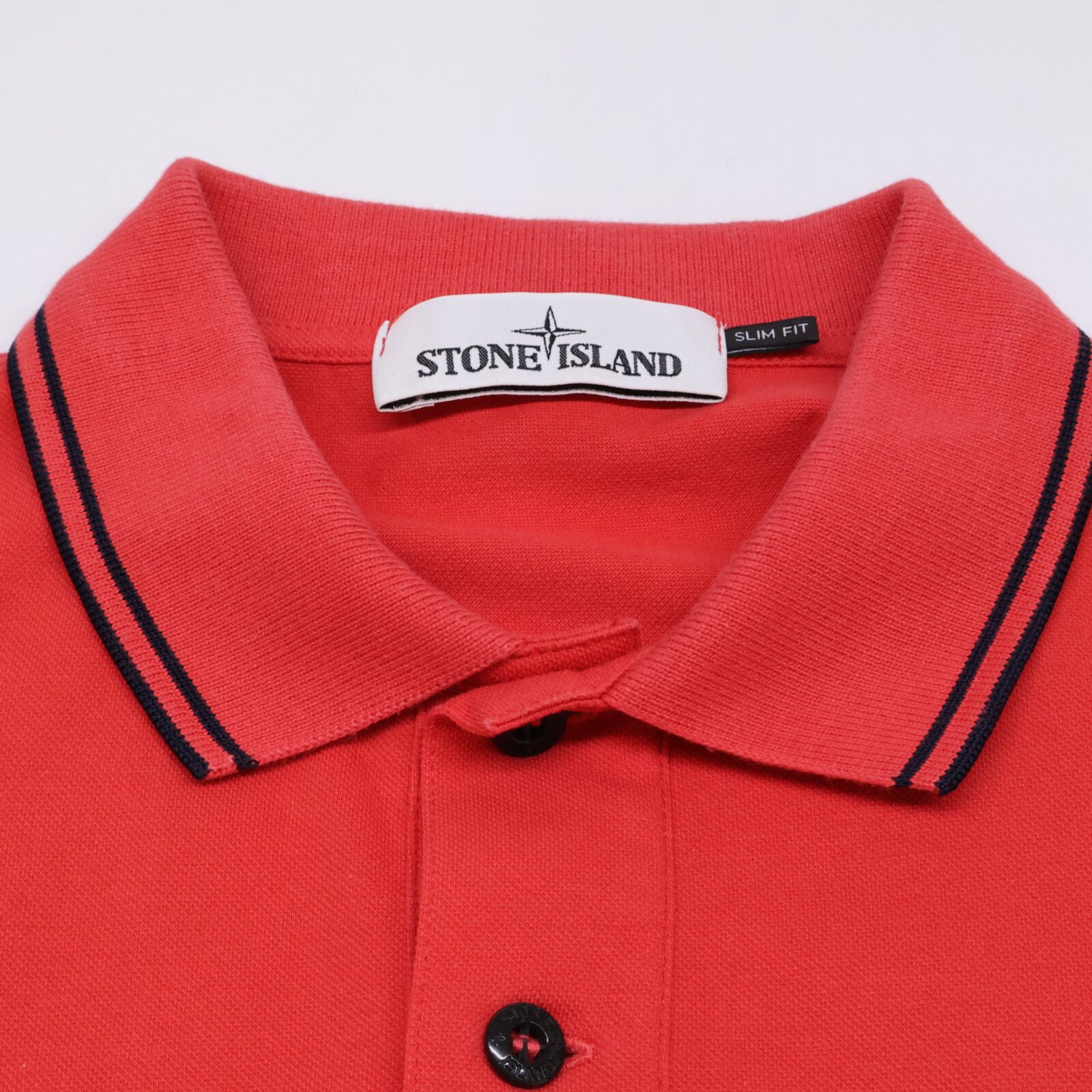STONE ISLAND　ストーンアイランド　鹿の子 スリムフィット スクエアロゴ半袖ポロシャツ　L