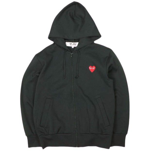 PLAY COMME des GARCONS プレイコムデギャルソン 日本製 Zip-Up Hoodie With Red Emblem ハートワッペン刺繍 ジップアップパーカー AZ-T172 S BLACK Filip Pagowski トップス